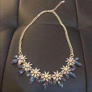 ABS statement necklace. Dark blue, light pink.